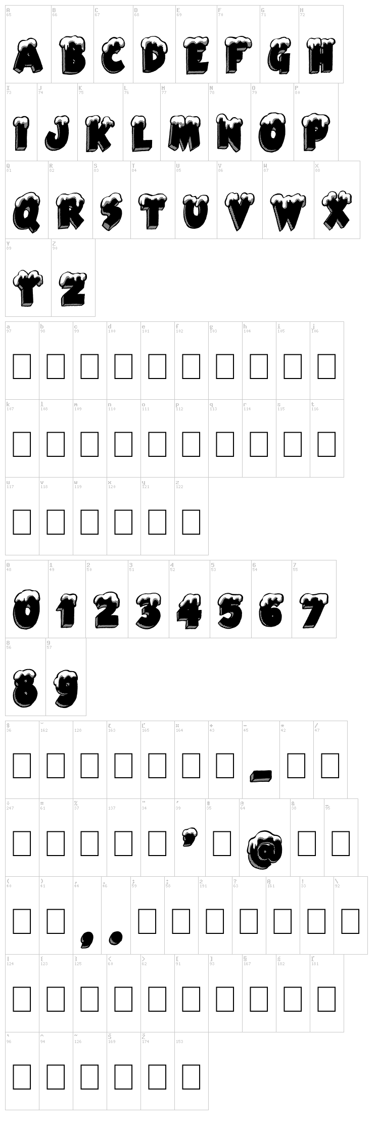 Black Santa font map